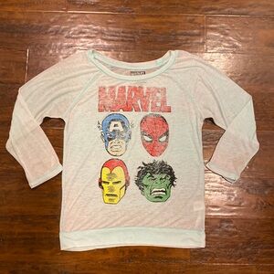 Marvel Comics Sheer Blue Quarter Sleeve Hero Tee Size XS